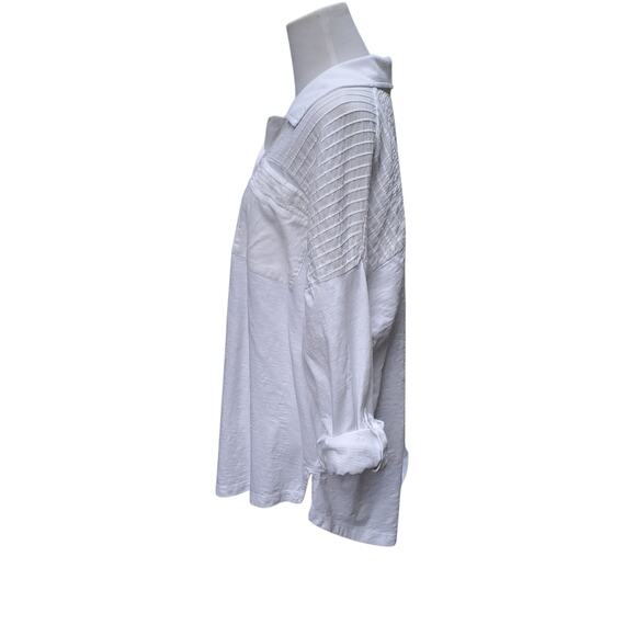 Soft Surroundings White Cotton Slub Button Down Long Sleeve Top Blouse 1X Plus - Picture 10 of 16